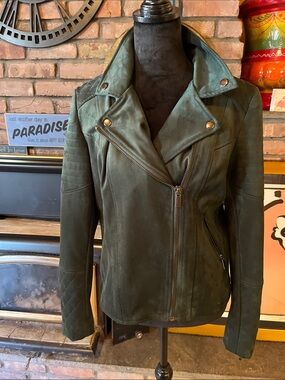 Kut suede olive green motorcycle jacket, blazer